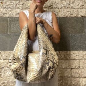 Big Soft Hobo Classy Sport Woman Bag | Purse Genuine Python Skin